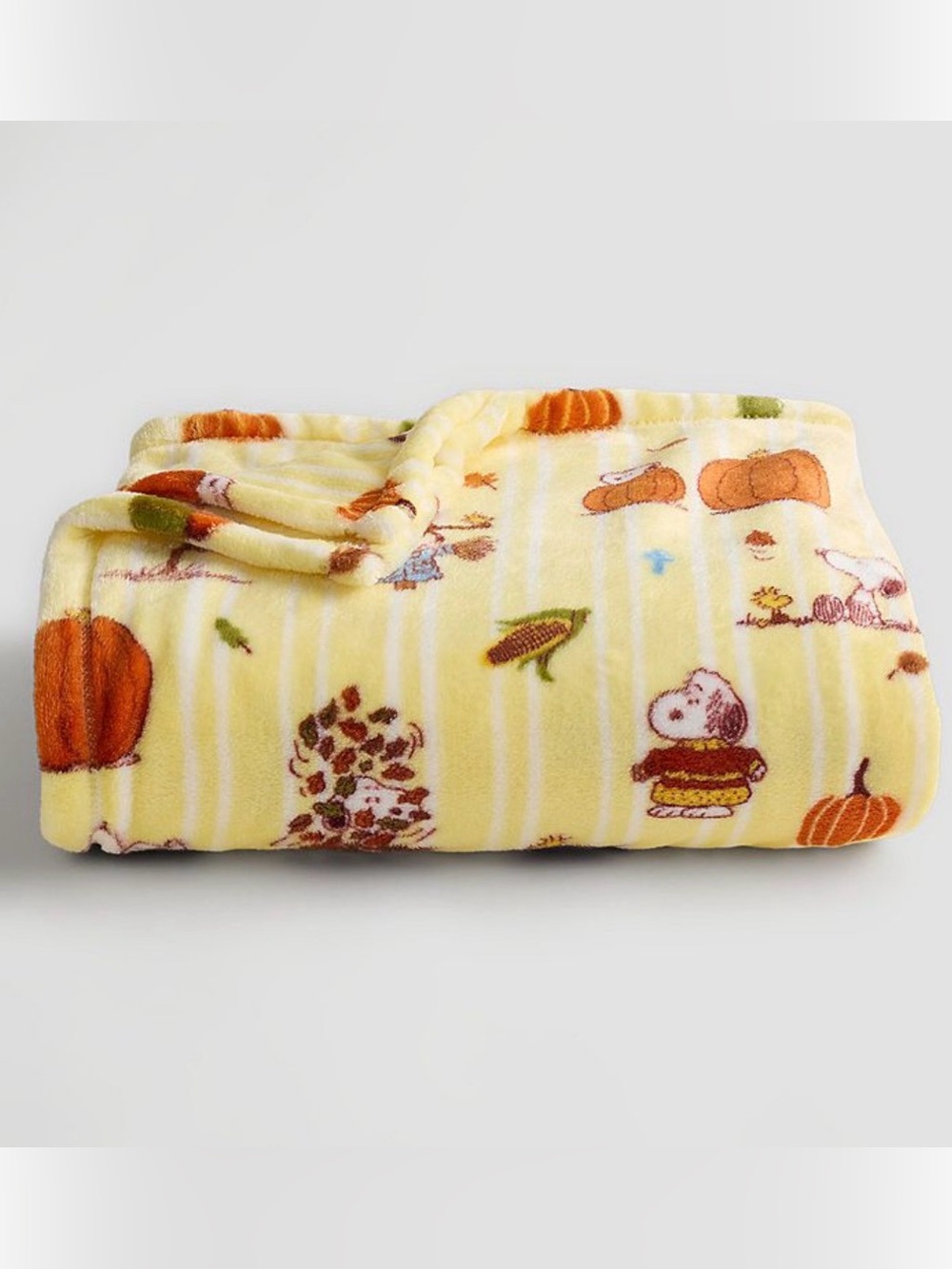 The Big One Yellow Pumpkin & Character Plush Throw Blanket